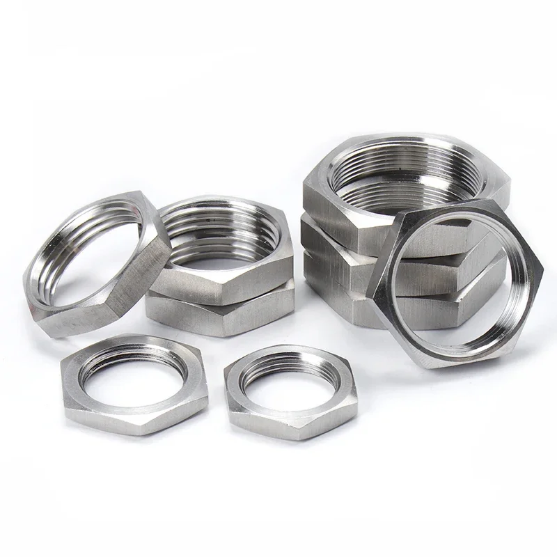 1/8" 1/4" 3/8" 1/2" 3/4" 1" 1-1/4" 1-1/2" 2" 2.5" 3" 4" BSP Female Thread Hex Lock Nut Pipe Fitting 304 Stainless Steel