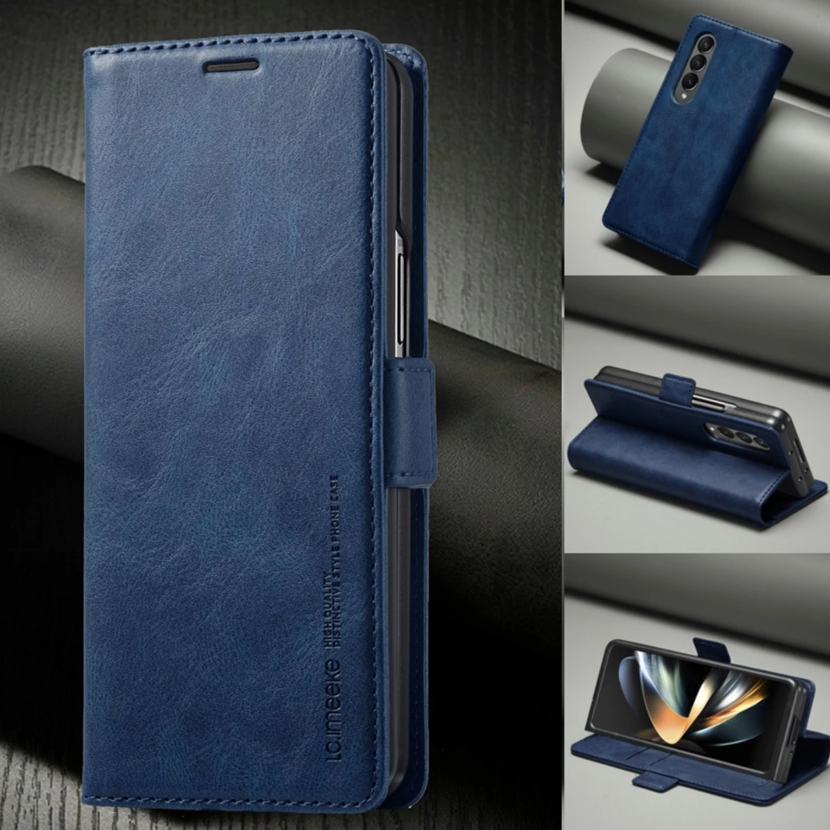 Business Leather Case For Samsung Galaxy Z Fold 6 5 4 3 Fold5 Fold4 Fold6 Magnetic Flip Protective Cards Solt Wallet Phone Cover