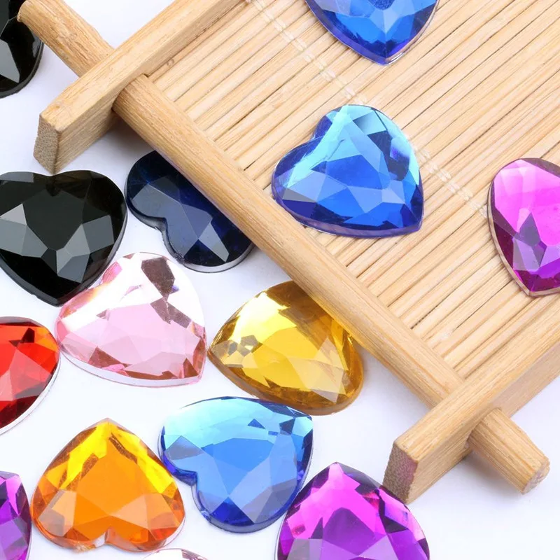 8mm-25m acrylic heart-shaped peach heart flat bottomed Rhine stone jewelry making decorative materials DIY jewelry accessories