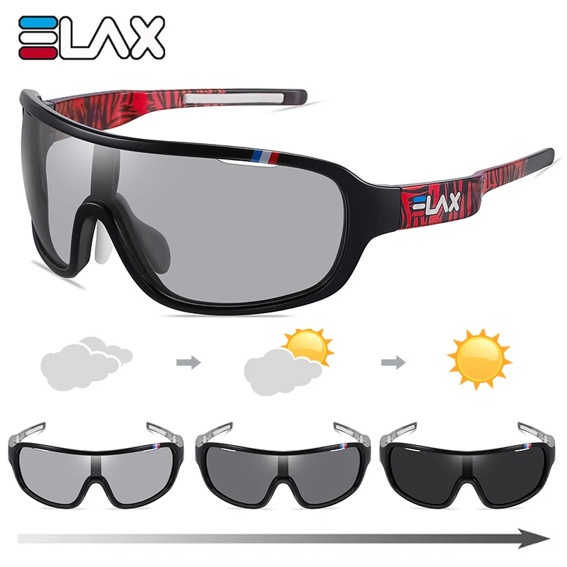 ELAX Brand New Men Women Mtb Photochromic Cycling Glasses Bicycle Eyewear New Bike Sun Goggles Sports Sunglasses