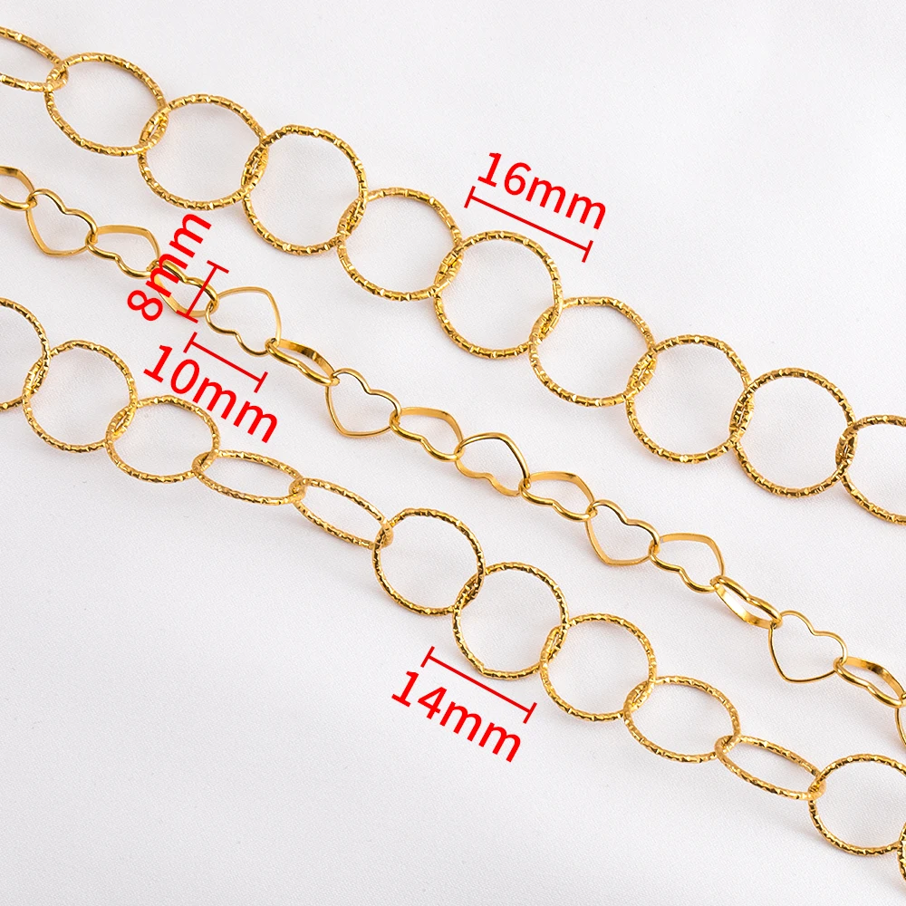 1 Meter Stainless Steel Heart-shaped Circular Chain  For Jewelry Making DIY Necklace Bracelet Accessories Materials Supplies