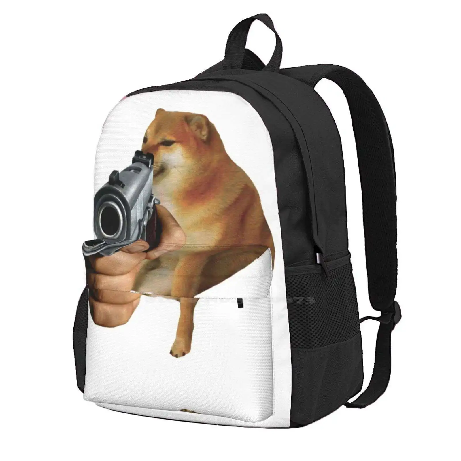 Attack Cheemsburbger Fashion Travel Laptop School Backpack Bag Gun Cheemsburbger Meme Doge Cases Phone Fun Lmao Trending