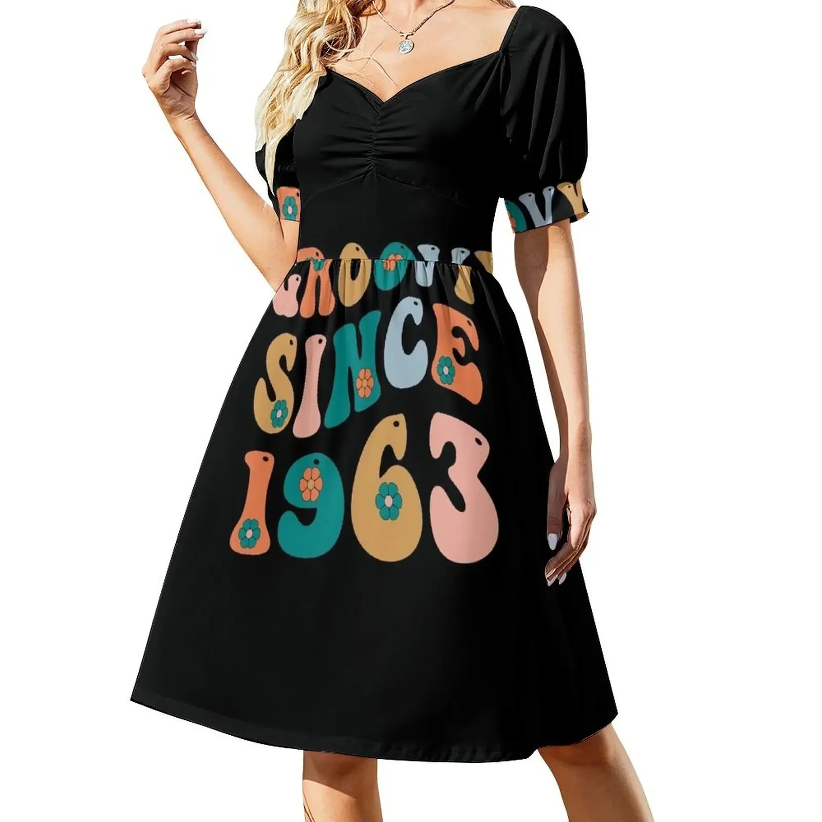 

Groovy Since 1963 61th Birthday Retro Groovy Birthday Short-Sleeved Dress women party dresses evening dresses women Dress