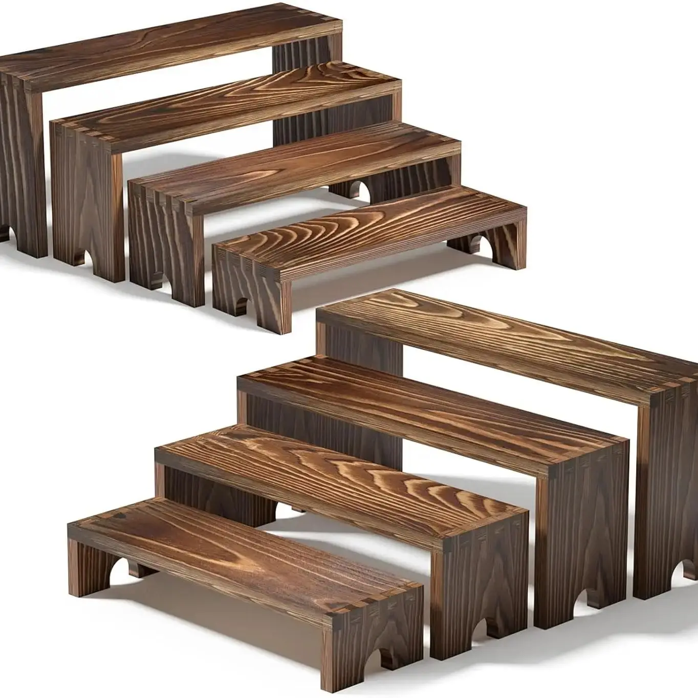 Houten gelaagde Riser-displaystandaarden voor leveranciersevenementen Stapelbare houten cupcakestandaard Boerderijdecor Houten desserttafeldisplay - afbeelding 2