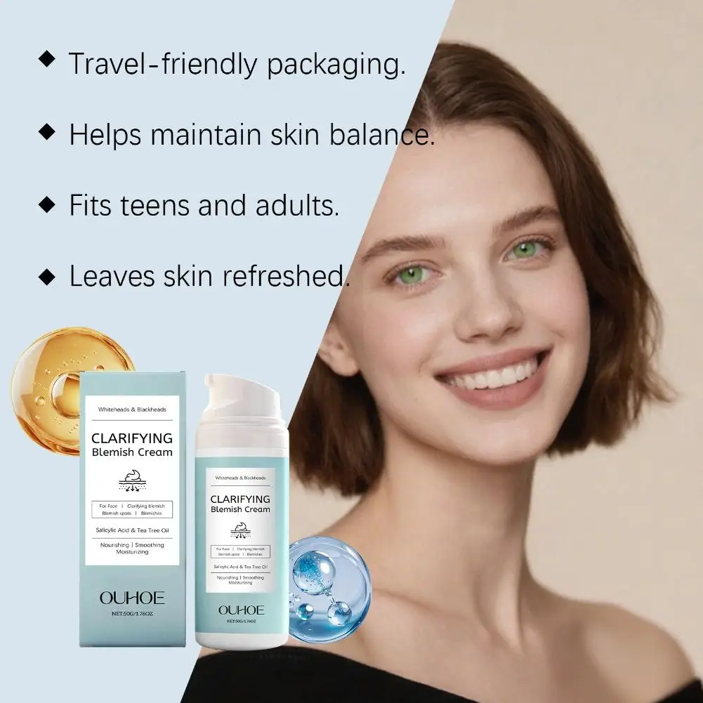 Salicylic Acid Acne Removing Cream Soothing Tea Tree Oil Nourishing Lightweight Non Greasy Moisturizer 50g  Pore Facial Cream view 5