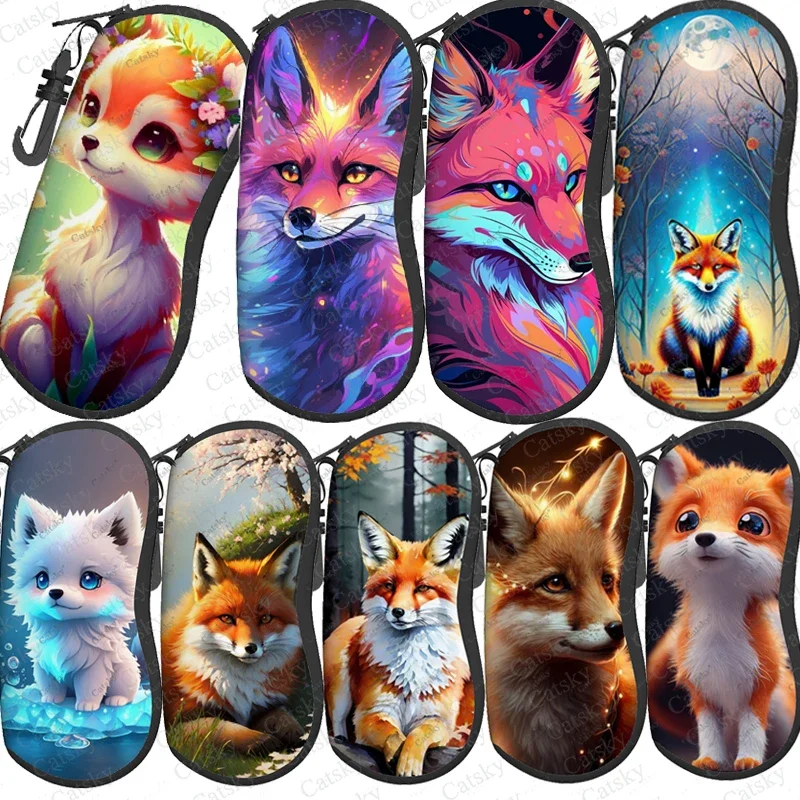 

fox animal Glasses case zipper sunglasses bag travel printed soft shell storage glasses case for men women Glasses case