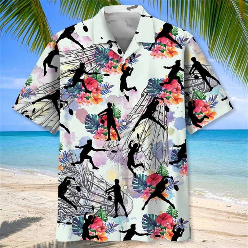 

3D Printing Badminton Hawaiian Shirt For Men Women Clothing Short Sleeves Tops Outdoor Sports Summer Button Lapel Shirts blouse