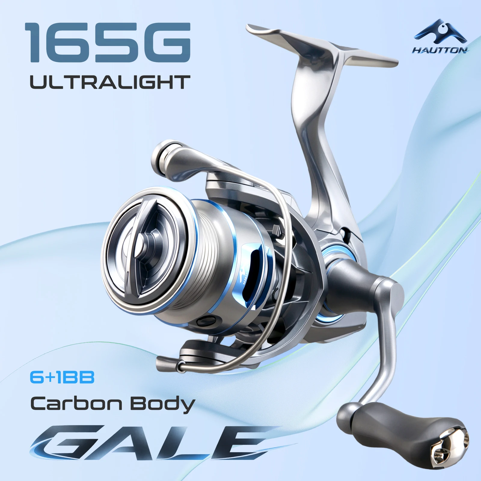HAUT TON SP1500/2500 Spinn-Angelrolle aus Kohlefaser, Übersetzungsverhältnis 5,2:1, 6+1 Metall BB, CNC-Kipphebel, superglattes Erlebnis