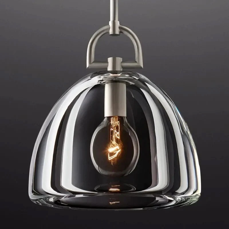 Modern Designer semicircle Glass Hotel Chandelier Metal Frame Lighting Kitchen Island Dining Room Bedroom Simple Pendant Lamp