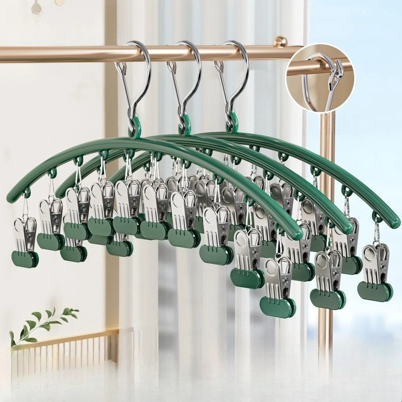 

3PCS Household Multi-clip Clothes Hanger Traceless Windproof Clothes Drying Rack Balcony Cool Underwear Baby Sock Clip