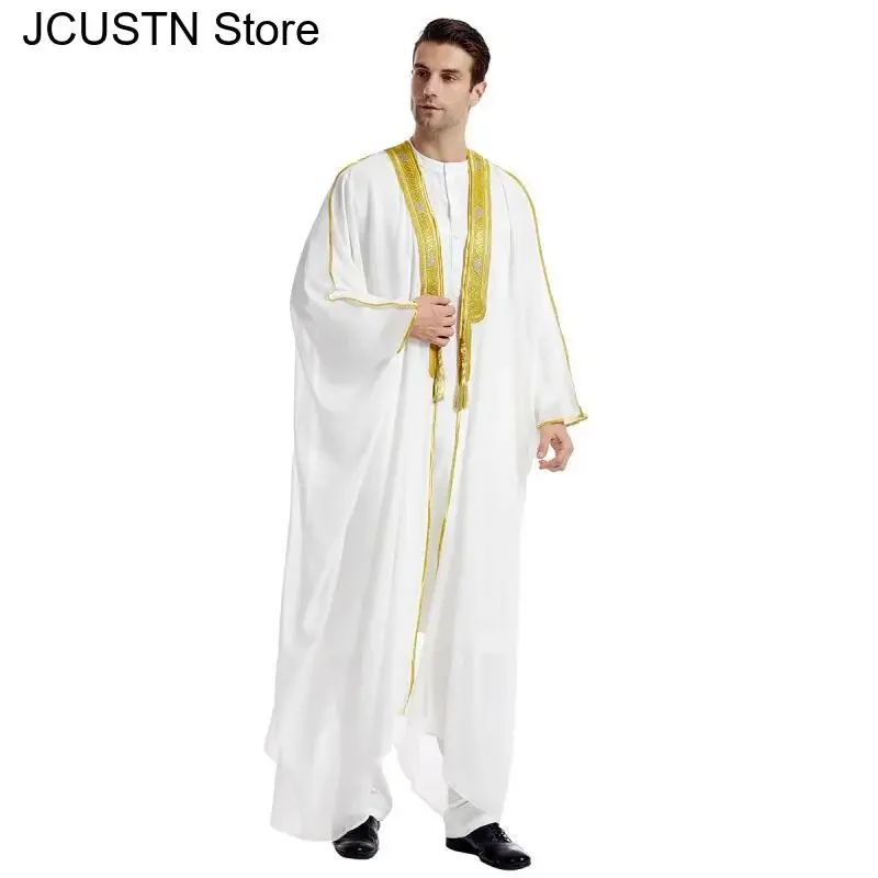 Bigsize Long Dress Islamic Ramadan Kimono Eid Muslim Men Jubba Thobe Saudi Arabic Musulman Caftan Dubai Mens Cardigan Robe