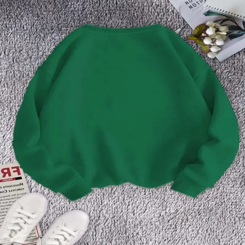 EW PEOPLE Women Plus Size Sweatshirt Comfort Y2k Style Long Sleeve Cotton O Neck Graphic Tees Harajuku Clothes Women Tops