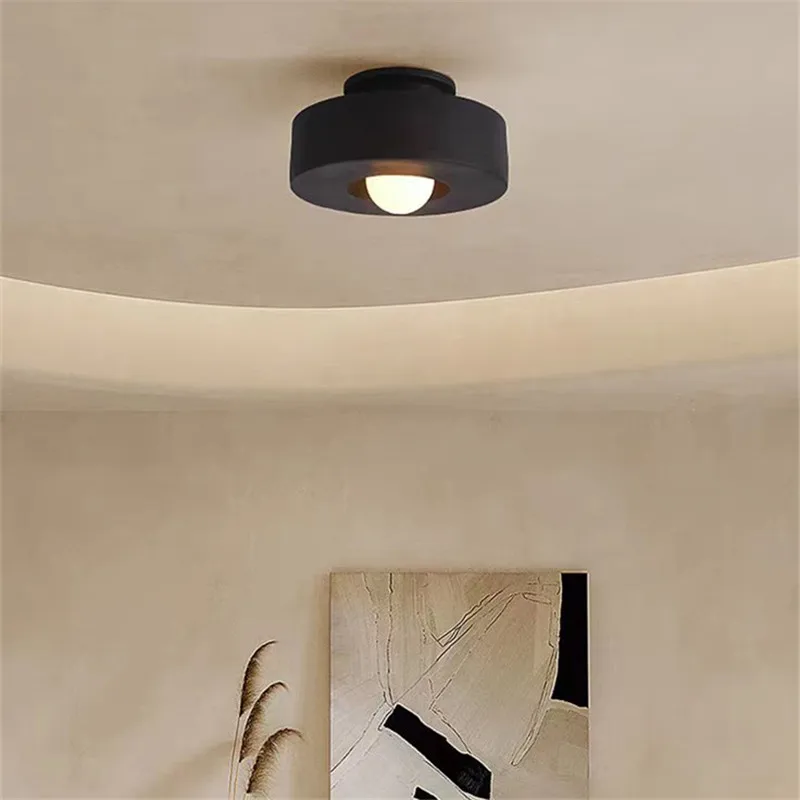 Wabi-Sabi 복도 LED 천장 조명, 마카롱 미니멀리스트 소형 조명, 침실 E27 홈 장식, 원형 복도 발코니 조명