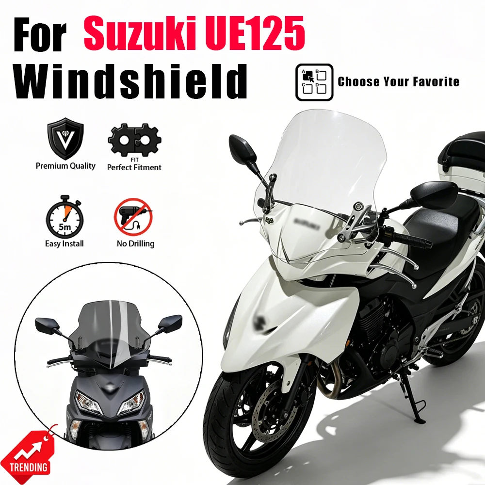 

Modified Clear Transparent Heightened Windshield Windscreen Anti-fall Front Wind Deflector Protector Parts for Suzuki UE125
