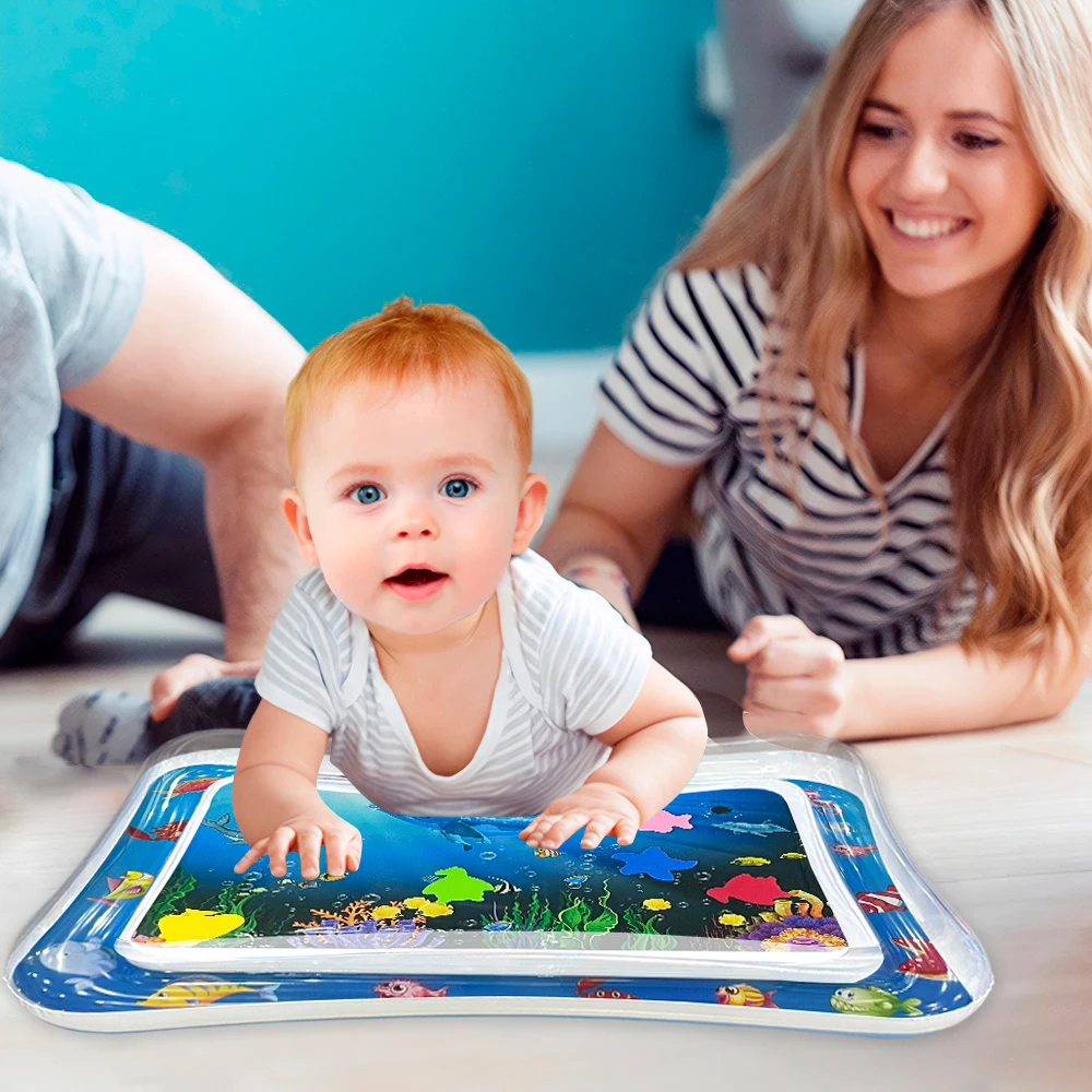 Aufblasbare Wassermatte mit Ozean-Tiermuster für Kinder – verdickte sensorische Spielmatte aus PVC, pädagogisches Kleinkindspielzeug, perfektes Baby-Geschenk