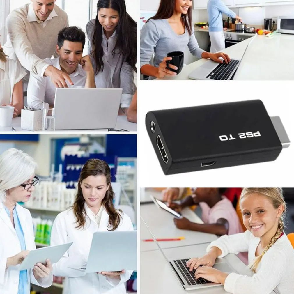 Adaptador compatível com ps2 para hdmi, resistente, estável, conversor compatível com hdmi, com adaptador de áudio e vídeo, dropshipping