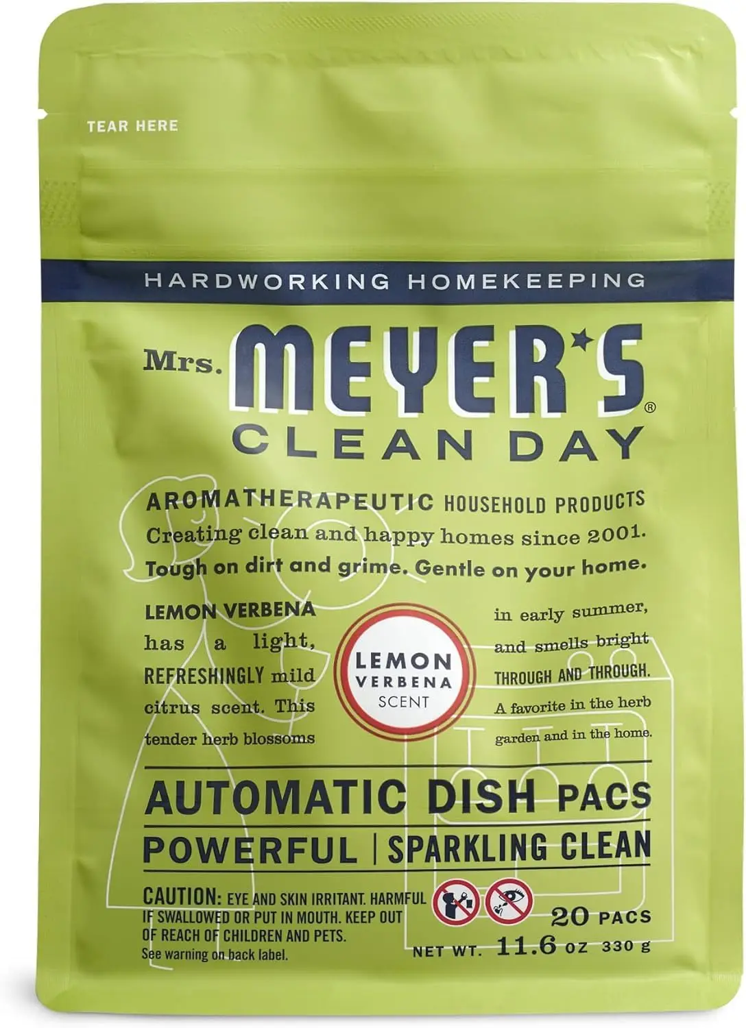 

Lemon Verbena Automatic Dishwasher Pods, 20 Count - Plant-Based, Phosphate-Free, Cruelty-Free