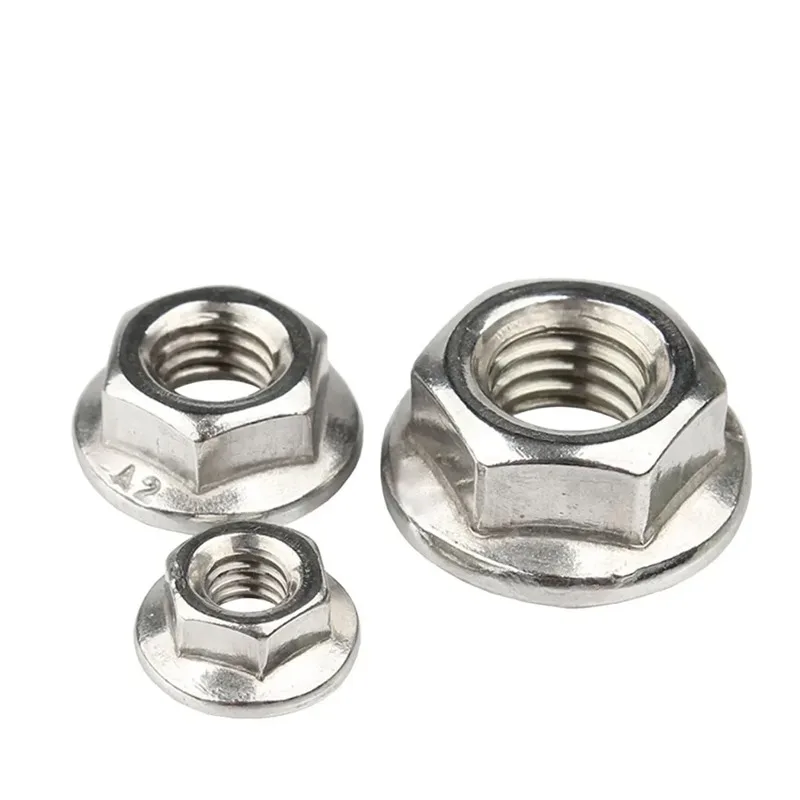 DIN6923 Quality Hexagon Flange Nut M3 M4 M5 M6 M8 M10 M12 M16 M20 Serrated Spinlock Flange Nuts 304 Stainless Steel Lock Nut
