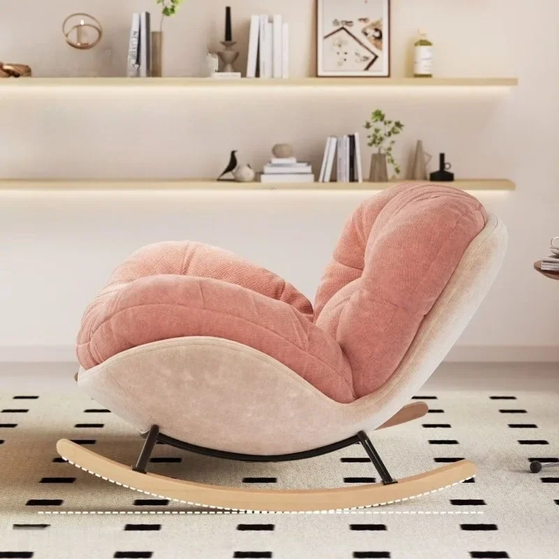 Cream New Pink Rocking Chair Lazy Recliner Home Leisure Single Sofa Balcony Living Room Rocking Chairs Muebles Para El Hogar