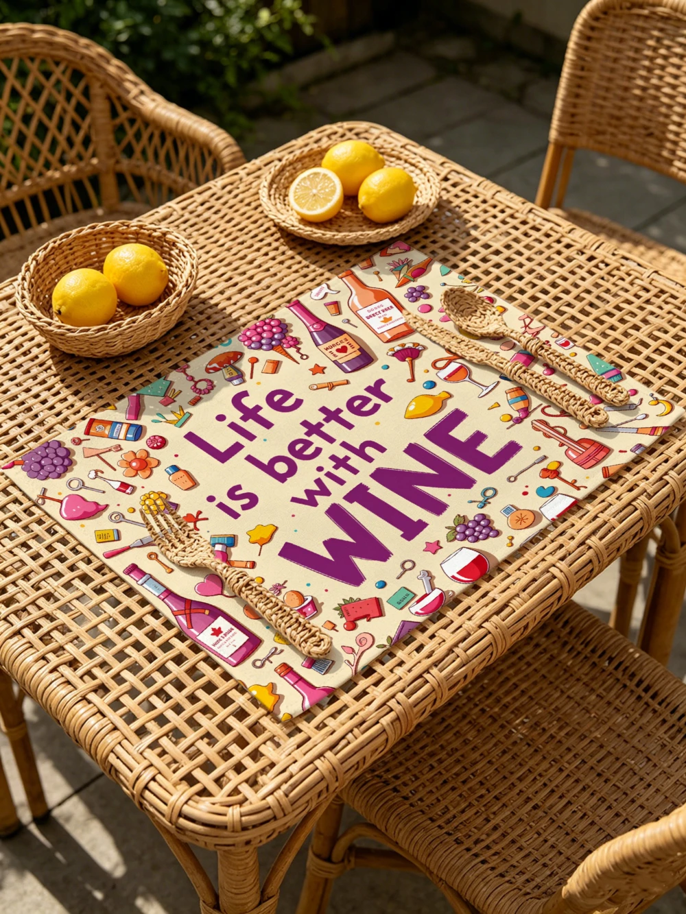 Printed Placemats for Dining Table Kitchen Holiday Parties Life Is Better With Wine