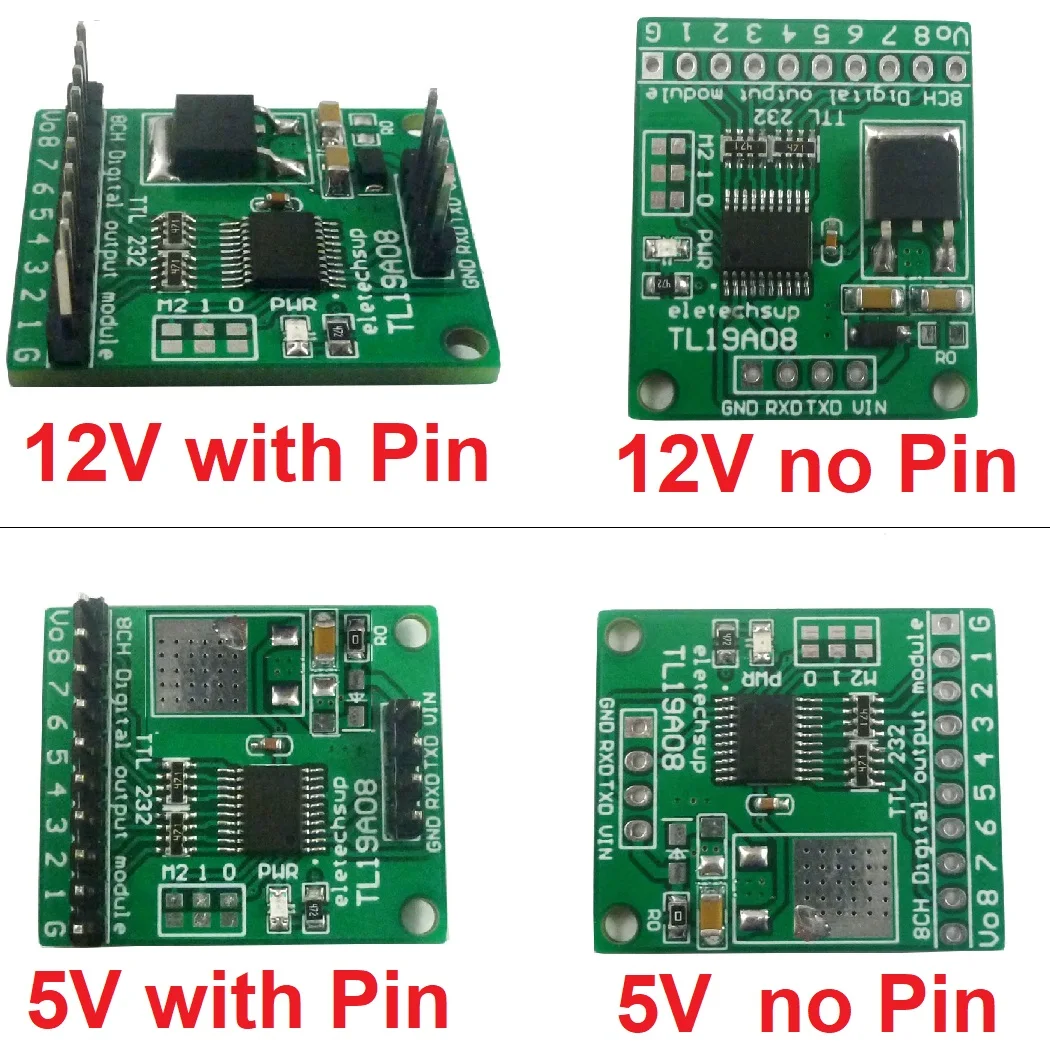 5pcs Modbus Rtu AT Command 8ch TTL232 UART IO Output Module for Relay PLC Breadboard