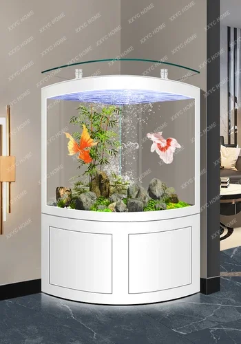 Fan-Shaped Light Luxury Fish Globe Living Room Wall-Mounted Large Ecological Bottom Filter Intelligent Aquarium