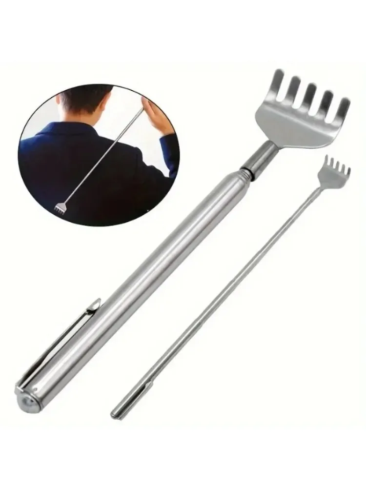 Gratte-dos télescopique Portable argenté extensible en acier inoxydable pour hommes et femmes, cadeau pour les mères et les pères