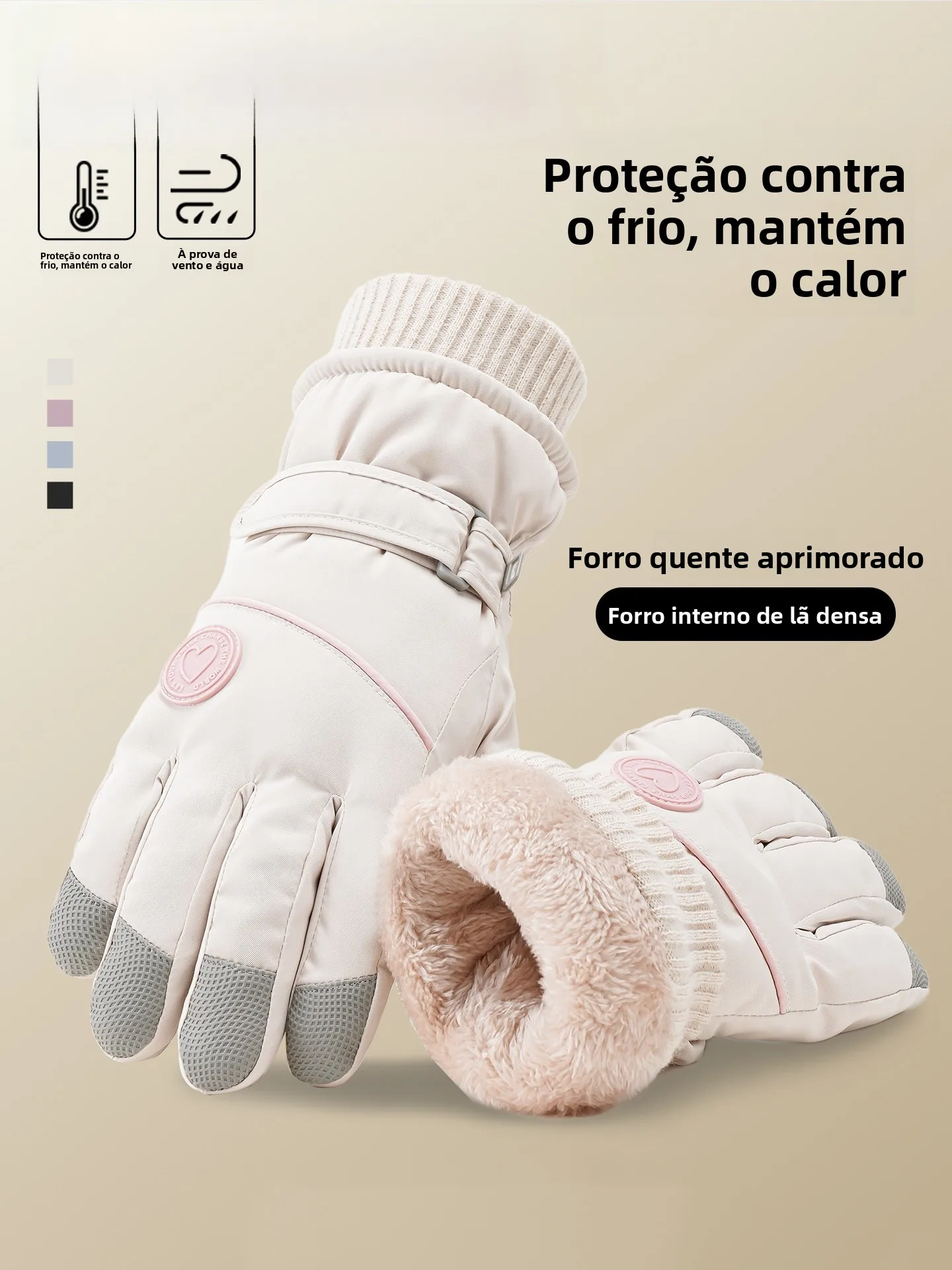 ownhut-冬用厚手フリース裏地付きタッチスクリーンスキーグローブ女性用暖かいサイクリング防寒防風電気自動車用手袋