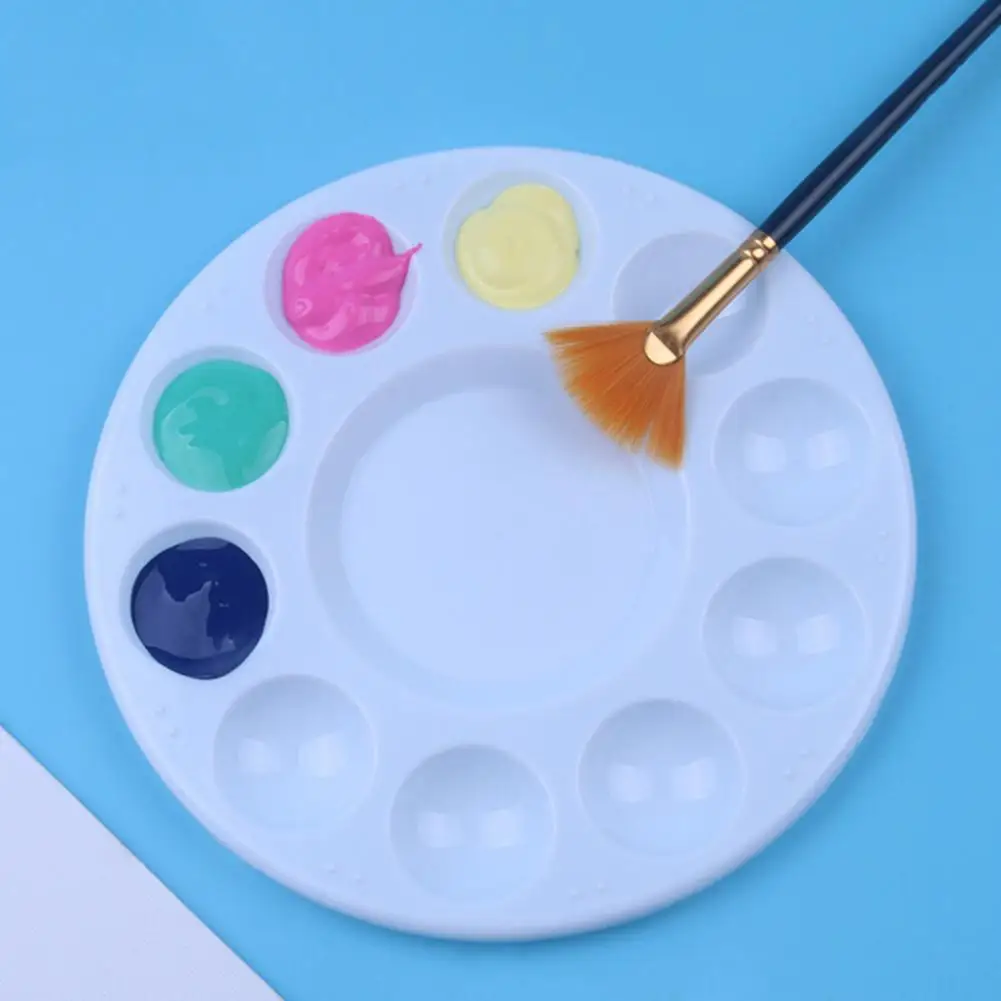 Acrylic Paint Palette 2pcs 17cm Round Paint Palettes with 11 Wells Non-stick Mixing Trays for Watercolor Acrylic Oil Easy Clean