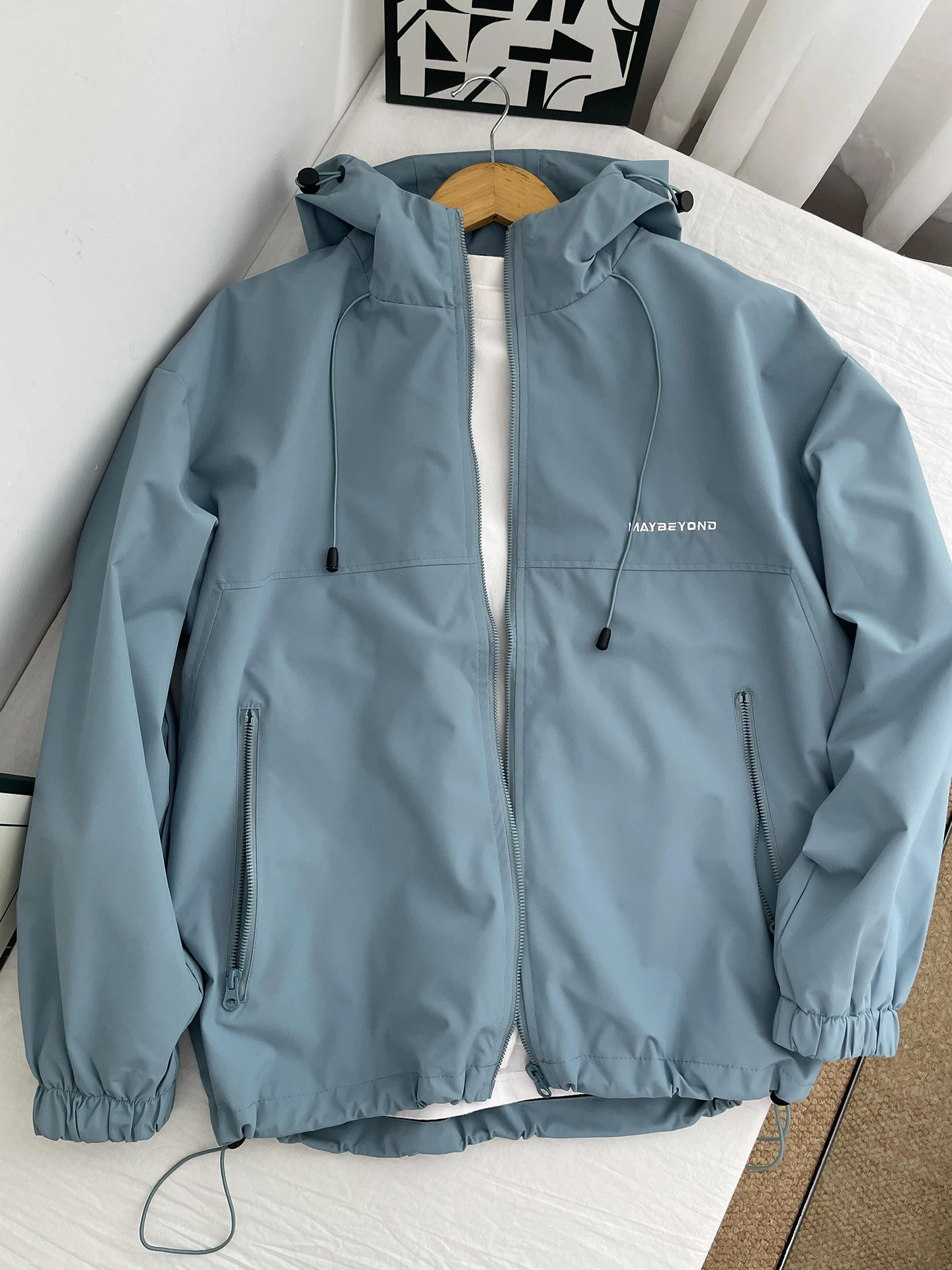 

Men's Waterproof Hiking Jaet Qui Dry Hooded Coat Autumn Outdoor Climbing Suit ey Color Loose Fit Youth Full Sve Zipper