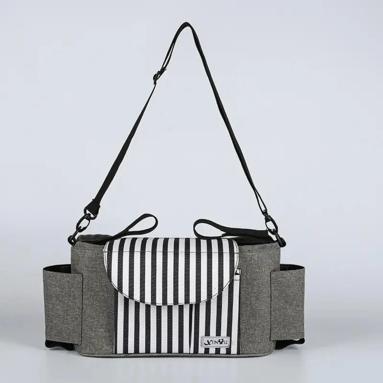 Convenient, Stylish and Multifunctional Striped Diaper Bag with Large Capacity - Perfect for On-the-Go Moms! Features Stroller S