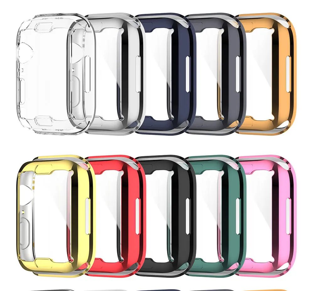 Plating Watch Protective Case For Apple Watch S7 41mm 45mm Full Protection Soft TPU Screen Bumper Frame Plating Watch Cover