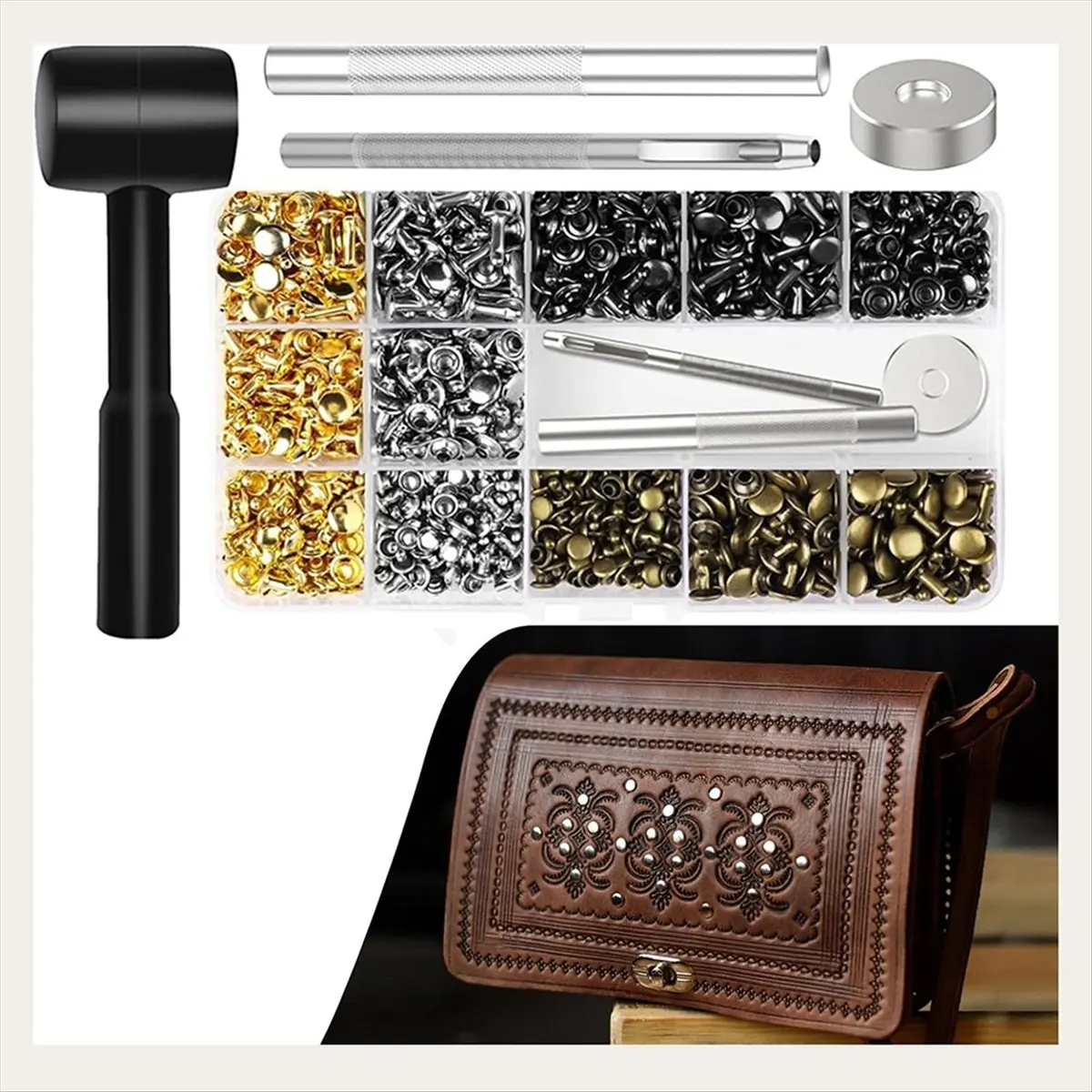 480 Set Leather Rivets and for Leather Clothes, Shoe, Leather Boot leather rivets Metal