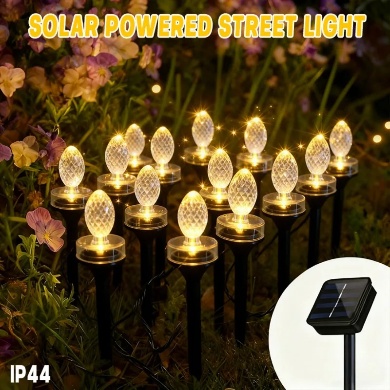 New Solar Garden Lamp, 20 LED Solar Decorative Lamp, Olive Color Lamp, 8 Flashing Lighting Modes, Warm Color/White Light, Outdoor Solar Landscape Lighting, Suitable for Gardens, Lawns, Gardens, Villas, Camping, Christmas Gifts, New Year Gifts