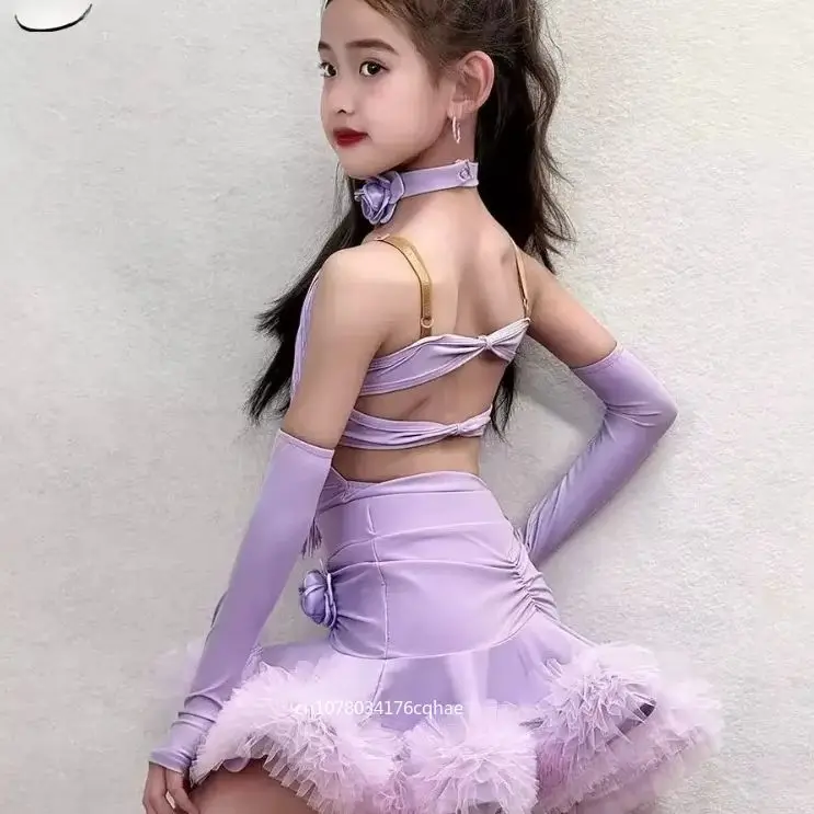 

Latin dance costume for girls New 2026 summer style children's dance set Separate training suit for dance, ballroom dancing