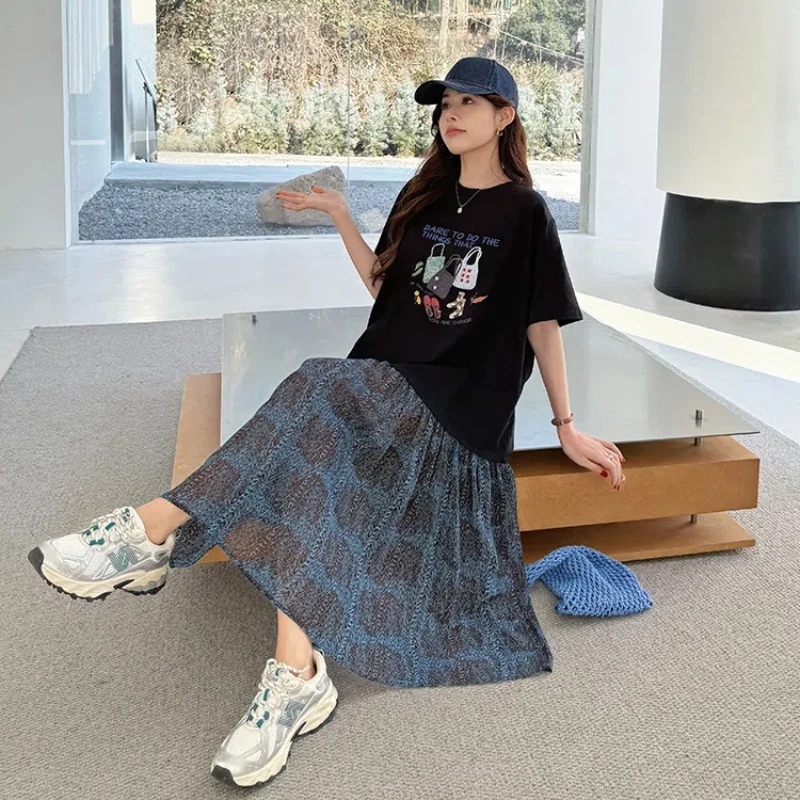 女性用ルーズTシャツドレス,花柄パッチワーク,黒婦人服,新品,夏,ke6834,2020