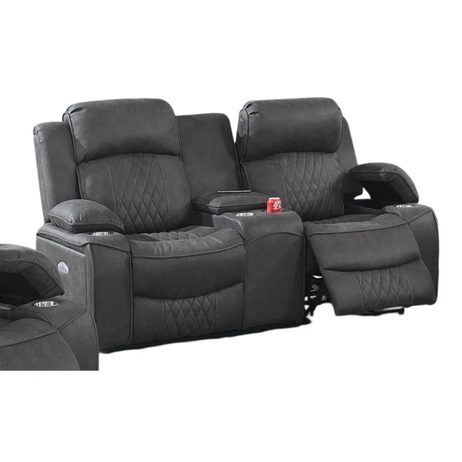 Power Motion Loveseat 1 قطعة أذرع تخزين جل الفحم المعاصر مع حامل الكأس أثاث غرفة المعيشة