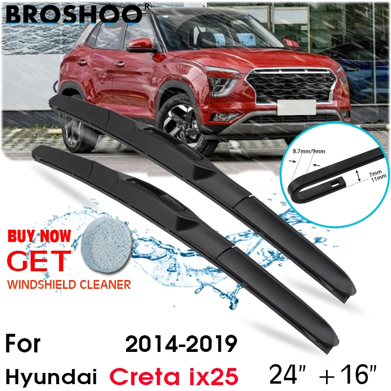 

Car Wiper Blade Front Window Windscreen Windshield Wiper Blades J hook Auto Accessories For Hyundai Creta ix25 24"+16" 2014-2019