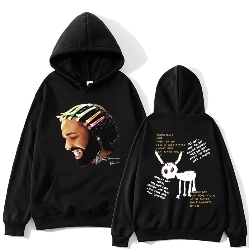 

Rapper Drake for All The Dogs Hip Hop Hoodies Men's Gothic Fashion Hooded Sweatshirts Vintage Casual Oversized Streetwear Male