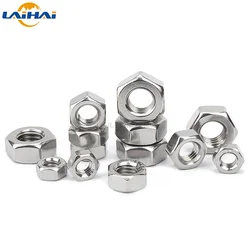 Tuerca hexagonal de acero inoxidable 304 DIN934, 1/2/5/10/25/50/100X M1 M1.2 M1.4 M1.6 M2 M2.5 M3 M3.5 M4 M5 M6 M8 M10 M12 M16 M20 M24