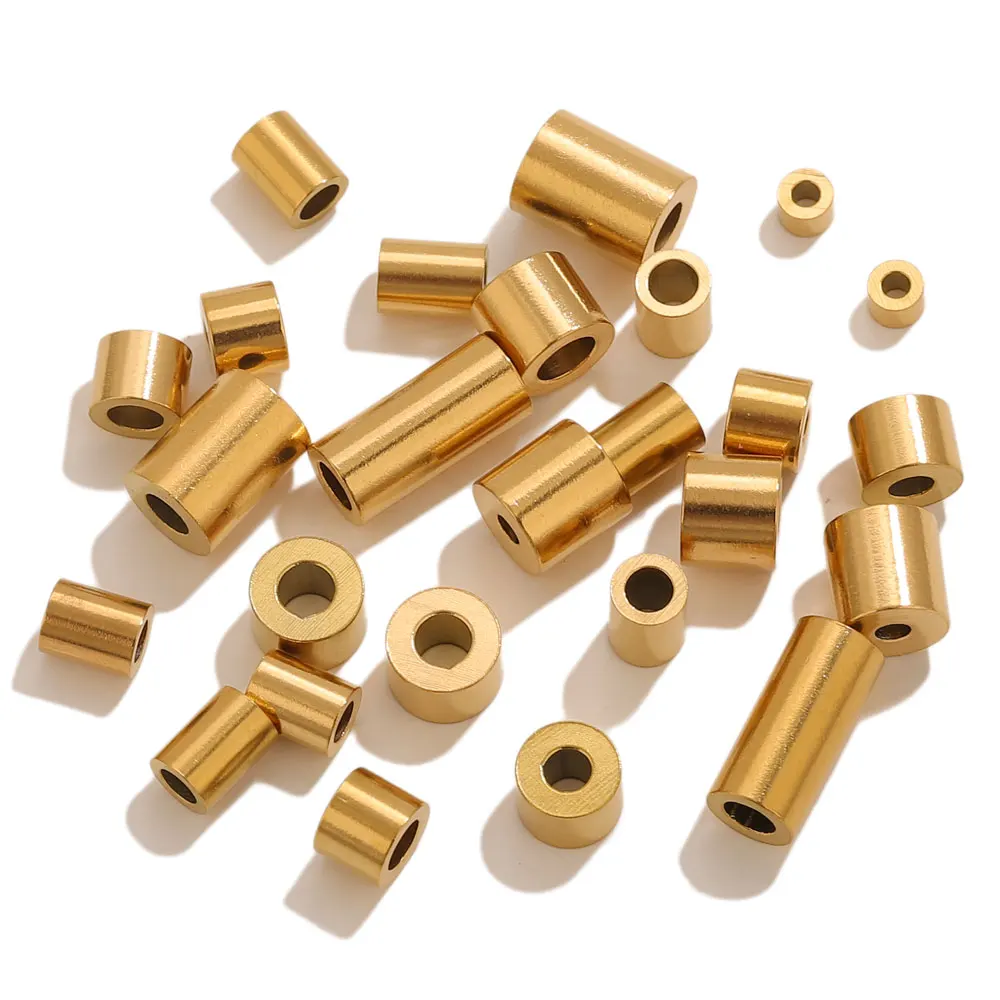 

20pcs Stainless Steel Long Tube Gold Beads For Jewelry Makings Bracelet Spacer Loose Beads Separation Bead DIY Jewelry Findings