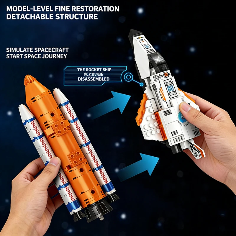 Aviation Manned Rocket Building Blocks Space Aerospace Station Model City Construction Bricks Toys for Children Holiday Gift - view 6