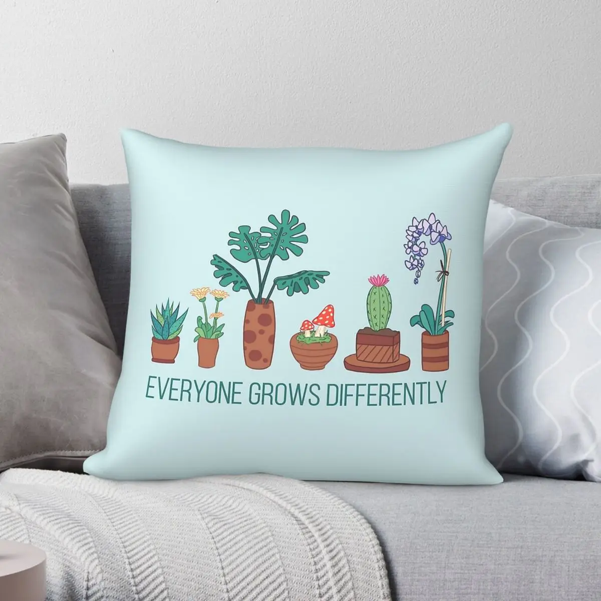 Everyone Grows Differently Pillowcase Polyester Linen Velvet Creative Zip Decor Home Cushion Cover 18
