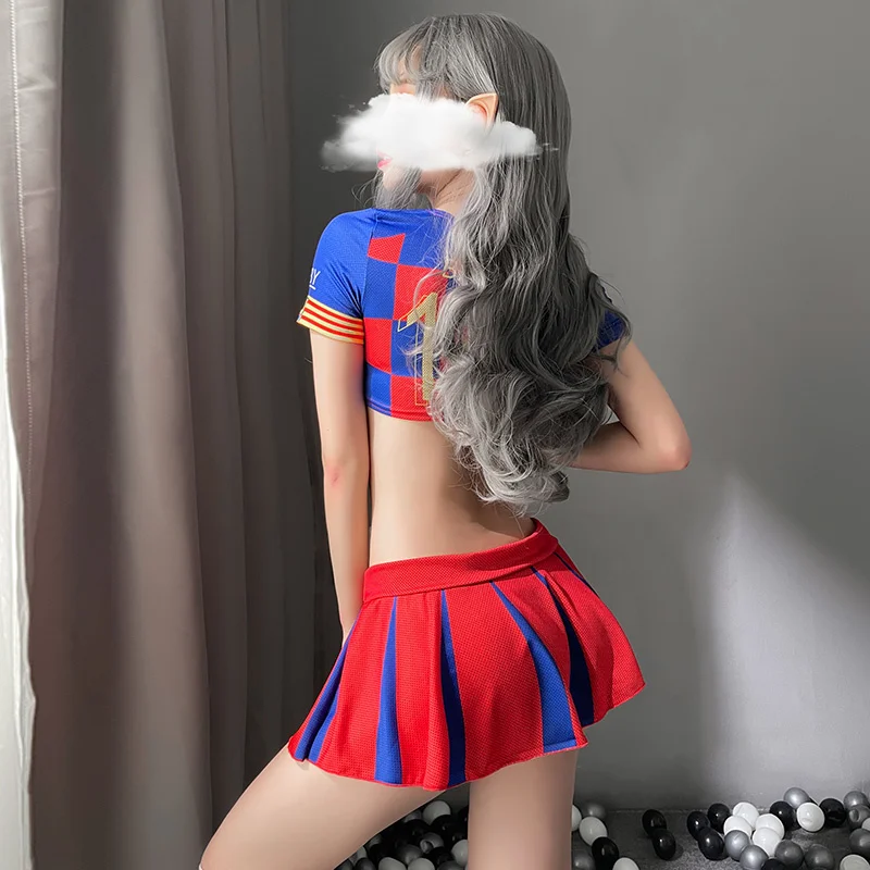 Women Dress Temptation Couple Sex Cheerleading Football Baby Cosplay Sets Sexy Role Play Schoolgirl Costume Pleated Mini Skirt