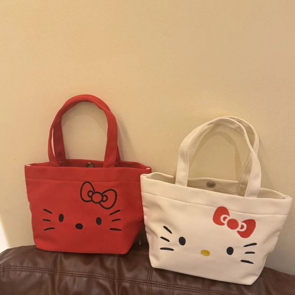 

Женская сумка, милая мультяшная сумка с вышивкой «Hello Kitty», портативная маленькая дорожная сумка, сумка-тоут, кавайная сумка на одно плечо