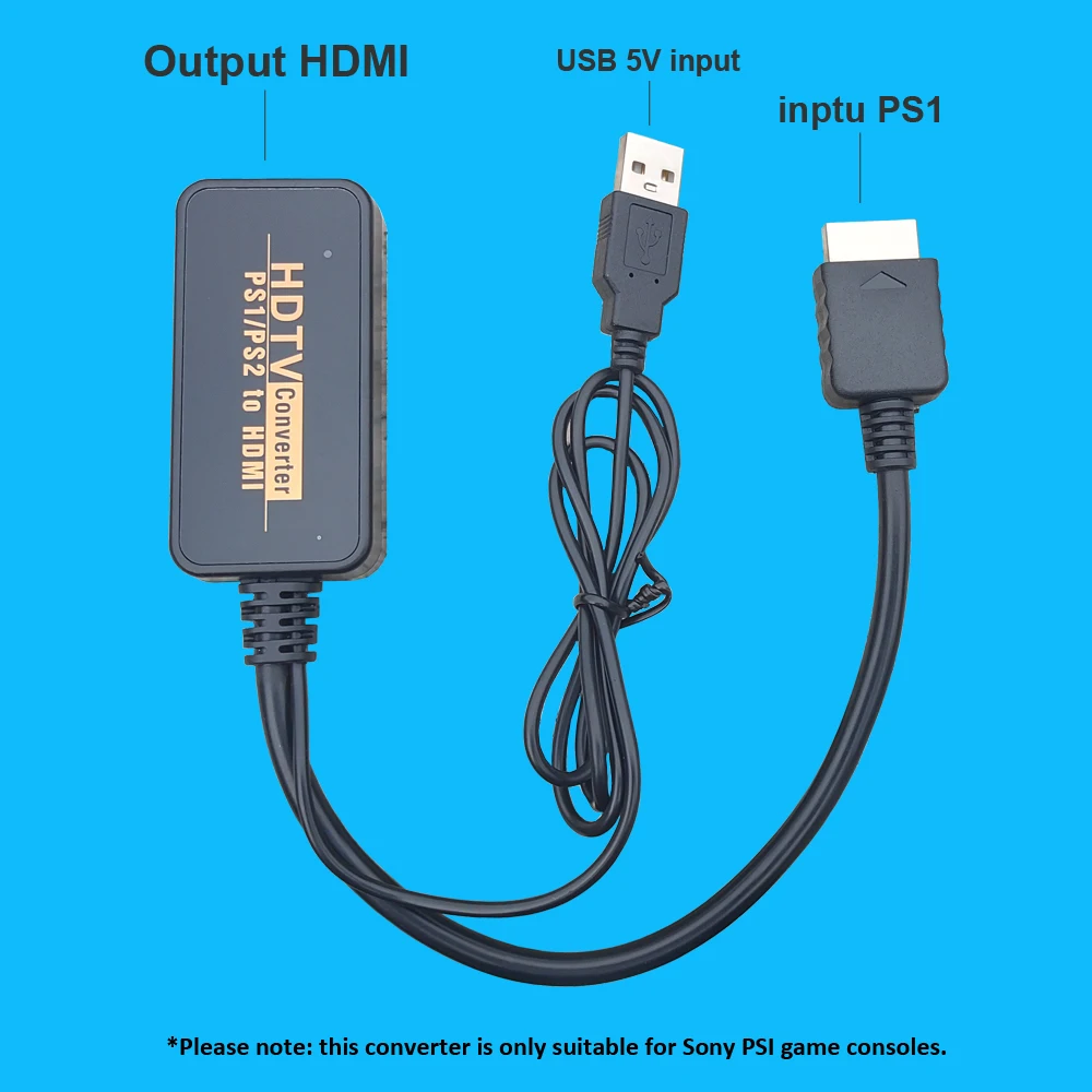 HD adapter for Sony PS1 supports 5V USB for more stable power supply Support for PSIO HD