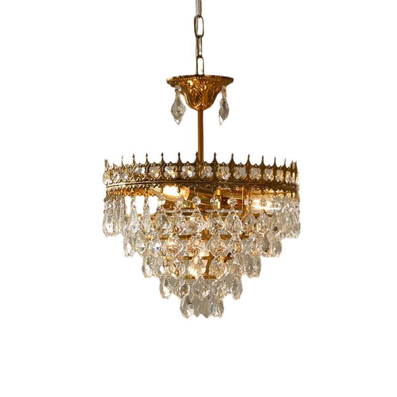 French retro small crystal chandelier bedroom bedside restaurant entrance foyer medieval crown lighting