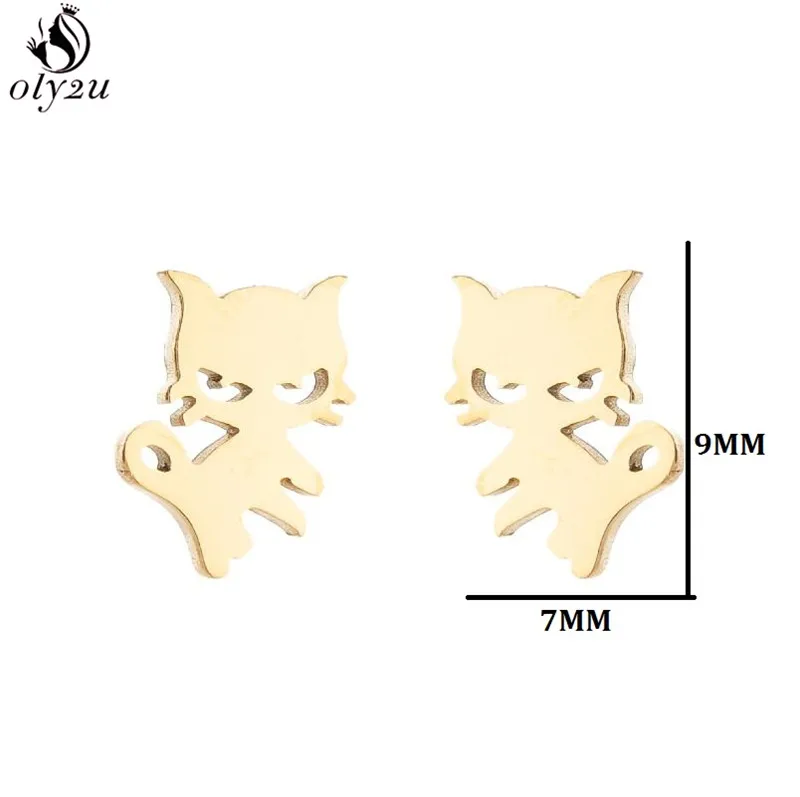 Cartoon Stainless Steel Ghost Cat Earring Eagle Wolf Ear Jewelry Girls Halloween Party Earrings Gothic Animal Gifts Accessories