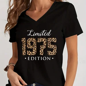 Limited 1974 Ausgabe Druck Streetwear T -Shirt Leopard Jahre Frauen Top Harajuku T -Shirt Frauenkleidung 1975 Geburtstag mit V -T -Shirt 12 Hauptverkaufshirt 1974 - №1