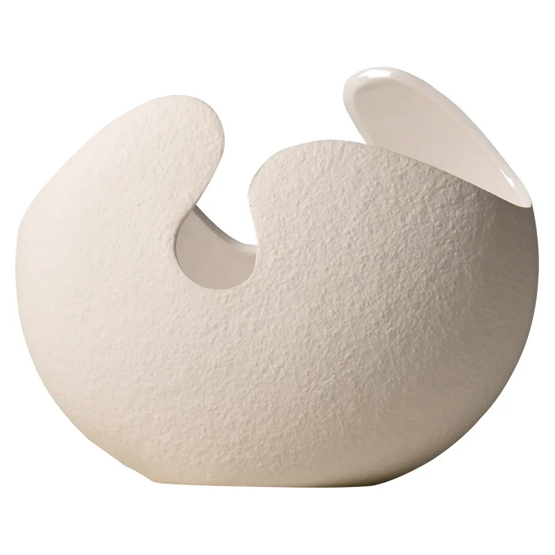 Vase en Céramique Blanche Simple et Moderne, Décoration Douce pour la Maison et le Salon